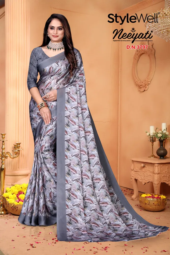 Neeyati By Stylewell Satin Georgette Designer Sarees Wholesale In India